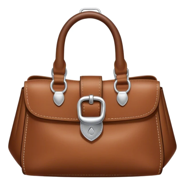 silver charm for brown leather tote bag with silver buckle detail sticker