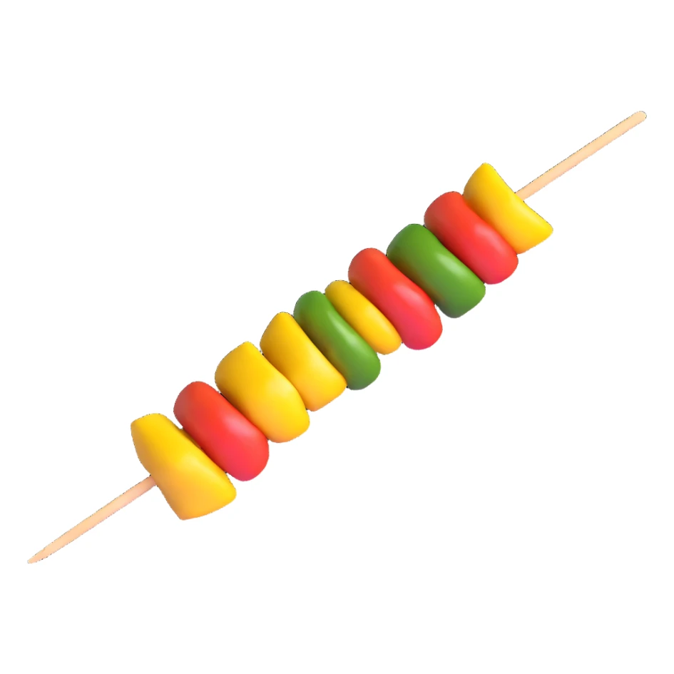 one skewer shish kebab, edible and tasty sticker