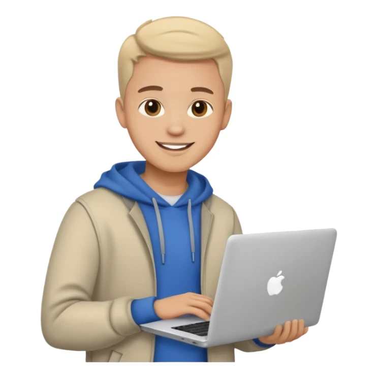 A typical IT specialist, a guy who looks stylish, has a laptop in his hands, he wears casual clothes  sticker