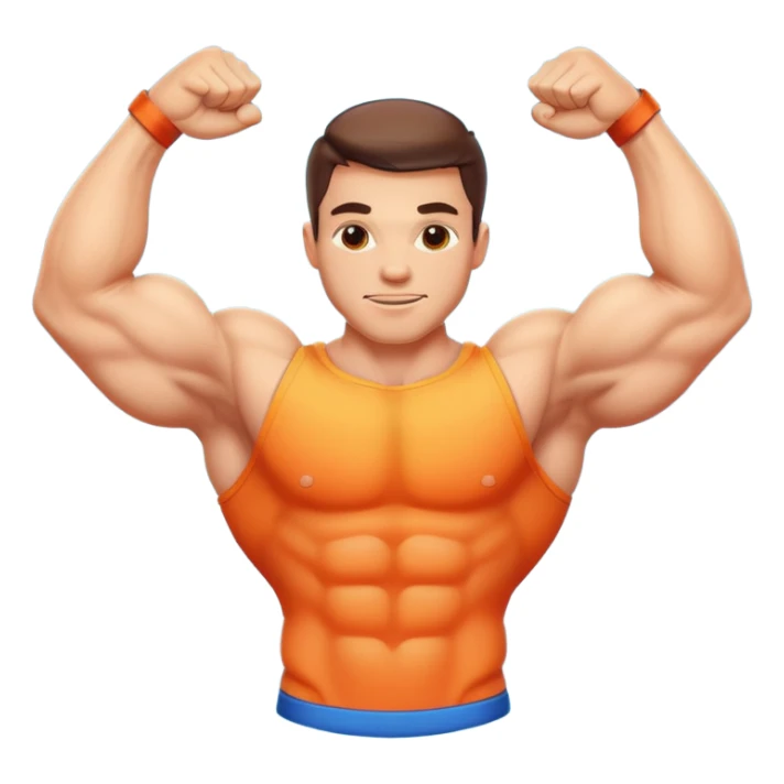 "Generate a high-resolution illustration of a flexed biceps emoji (💪), in the classic emoji style, clean vector look, smooth gradients, bright colors." sticker
