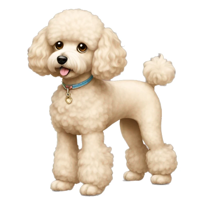 Poodle Bichon mix tan color full body  sticker