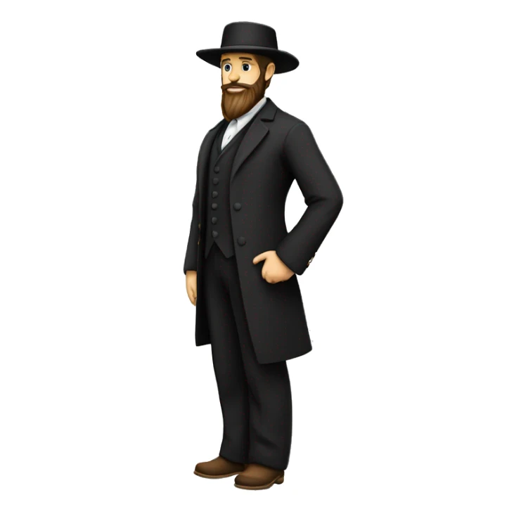 amish straw hat and beard without mustache white skin black suit full body one photo  sticker