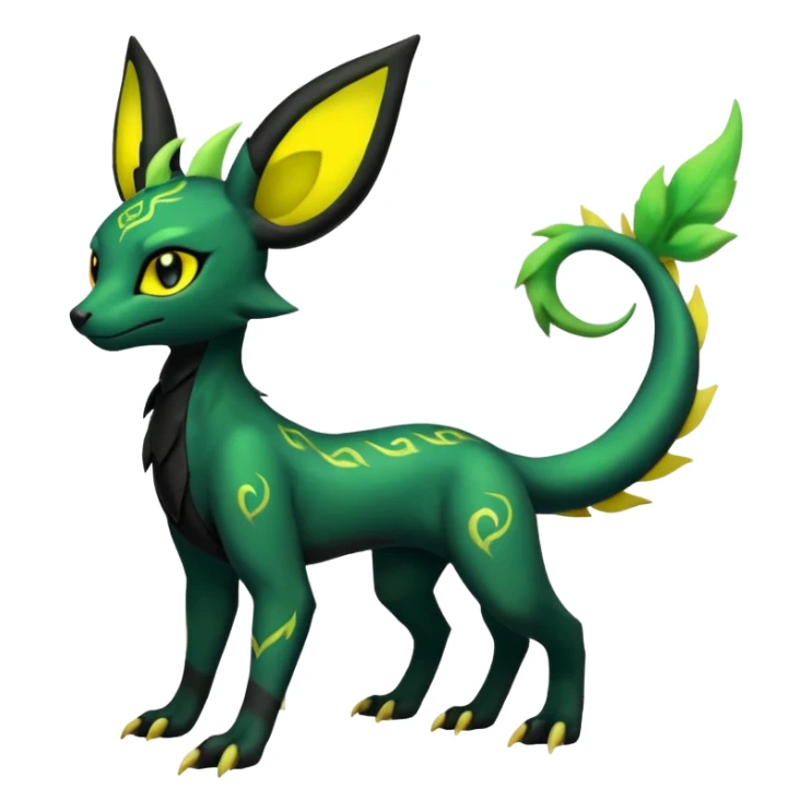 Dark Edgy Salandit-Leafeon-Umbreon-Fakémon-hybrid-creature (full body)  sticker