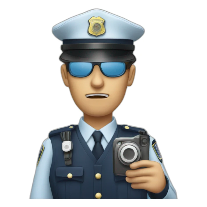 a blind policemen taking pictures of a crime sticker