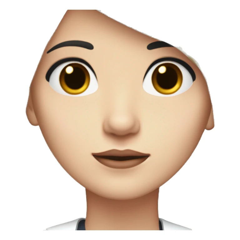 female doctor pale skinned, brown eyes, long lashes, plumby pink lips with short straight silky black hair sticker