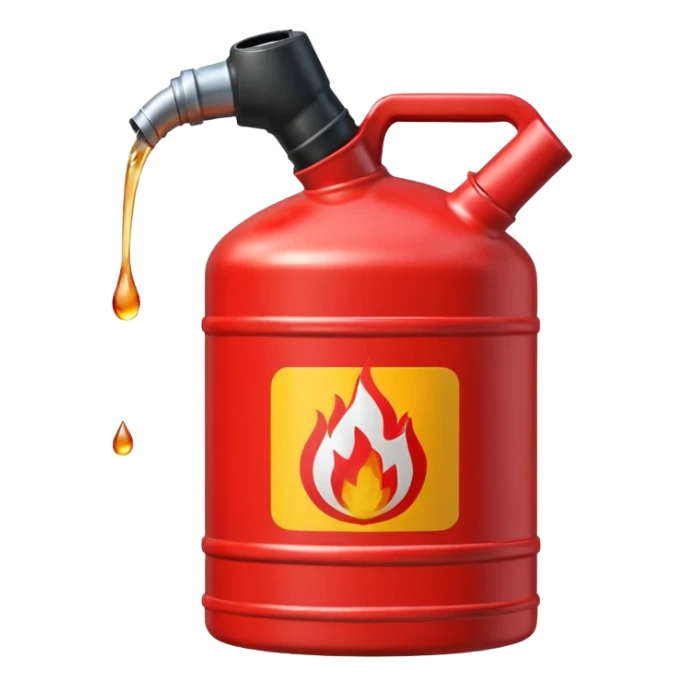 simple red gasoline canister plain pouring drops of diesel no fire sticker