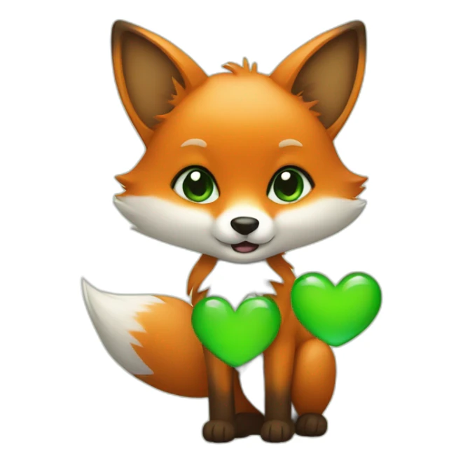 Cute Fox with a green heart in his hand  sticker