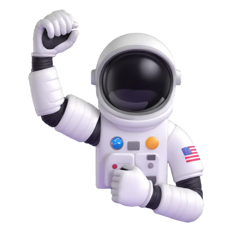 flexed biceps arm with white sleeve and astronaut gloves sticker