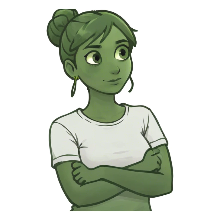 Arms crossed holding neck stressed girl sticker