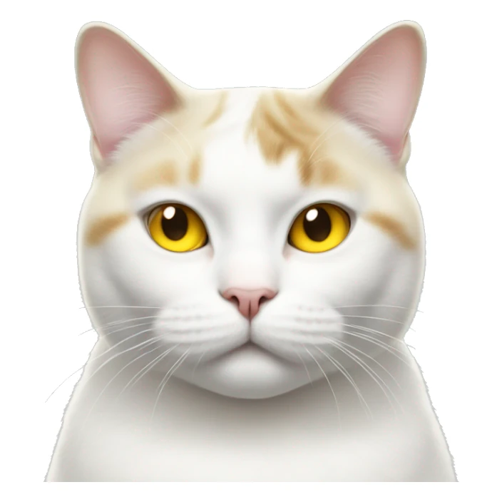 Fat white cat with yellow eyes wearing earrings  sticker