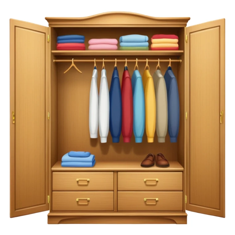 wooden wardrobe closet with clothes sticker