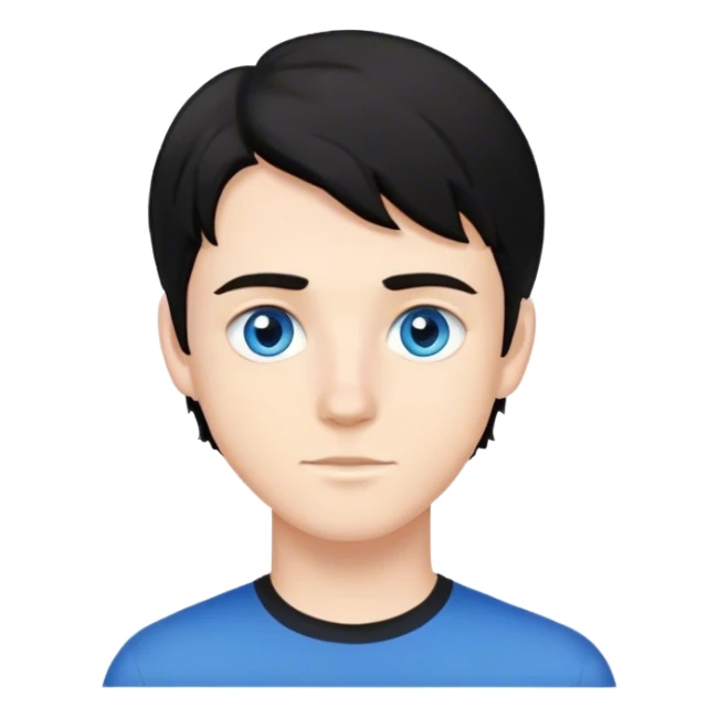 17-year-old white man with blue eyes, medium length slightly wavy black hair sticker