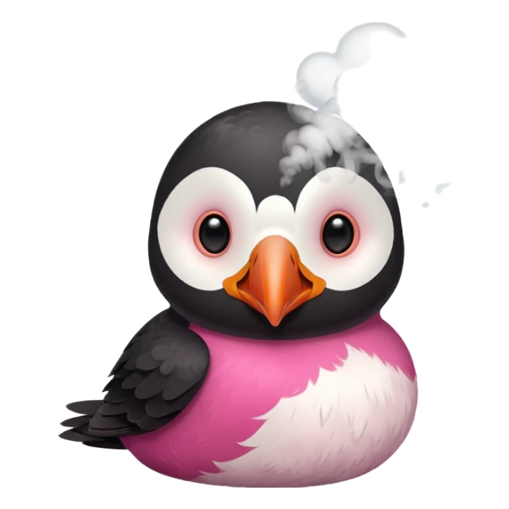 pink puffin steam blow steam sticker
