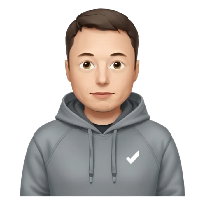 elon musk in gray hoodie full height sticker