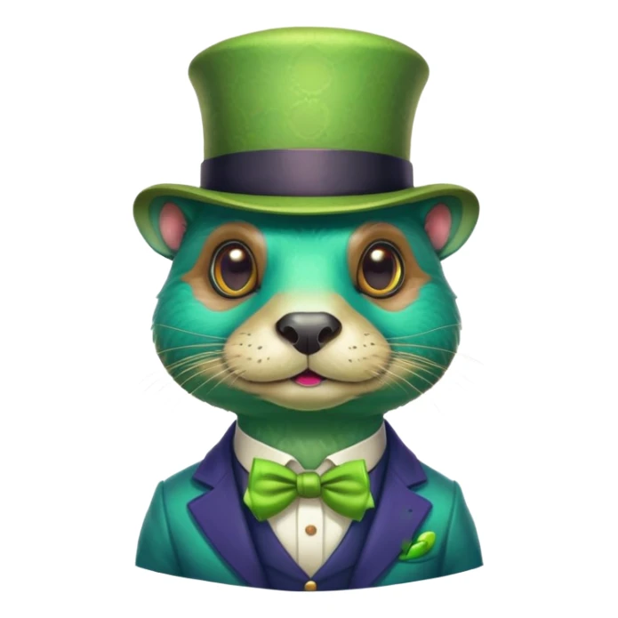 A stoned  alien otter with a monical and lots of color sticker