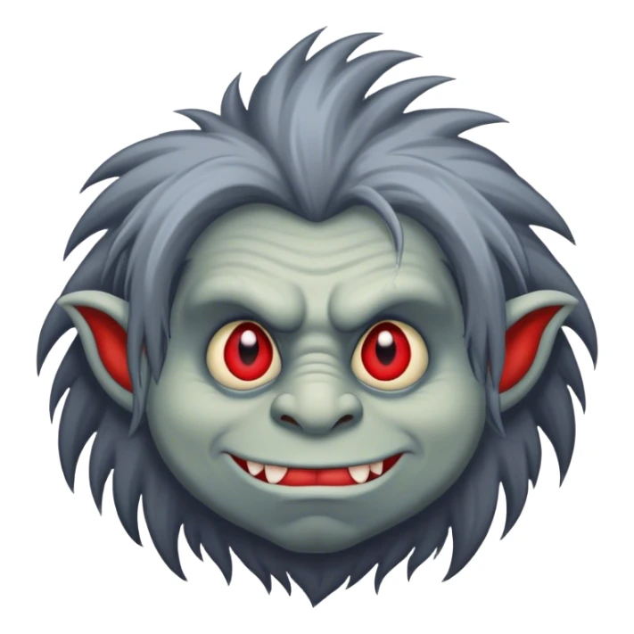 Troll with red eyes an much hair  sticker