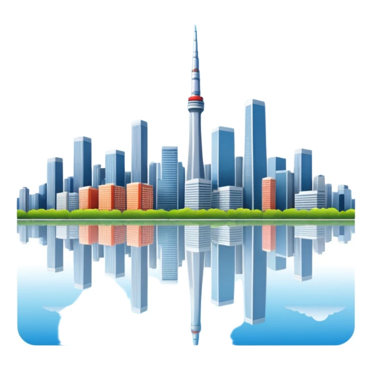 Create a tokyo skyline with a mirror image of the san francisco skyline below it.  sticker