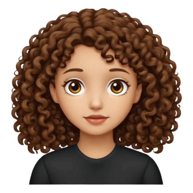 Chica morena clara con pelo chino castaño obscuro sticker