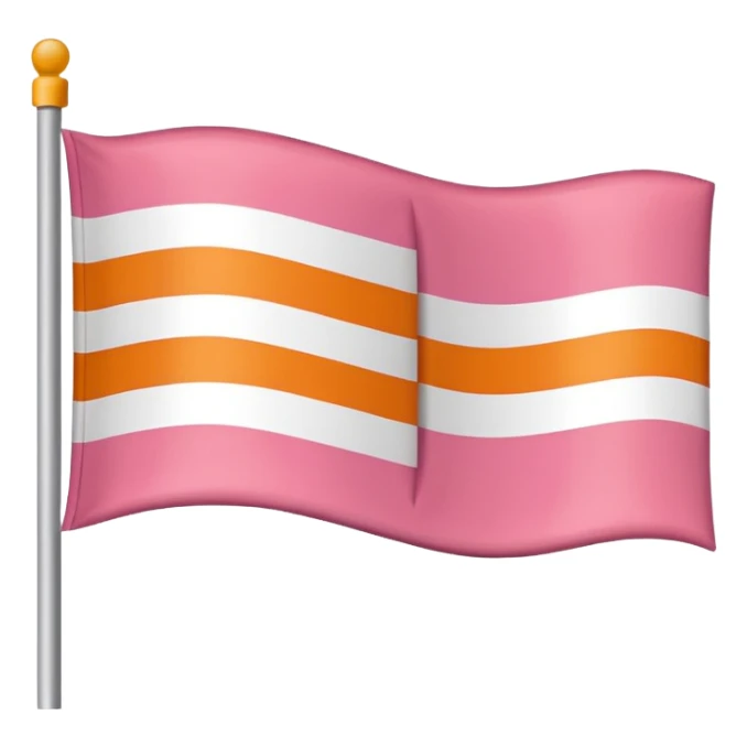 flag with the following colours in horizontal stripe: dark orange, light orange, white, light pink, dark pink sticker