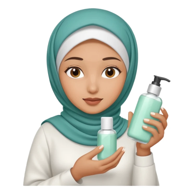 wanita berhijab lagi skincare sticker