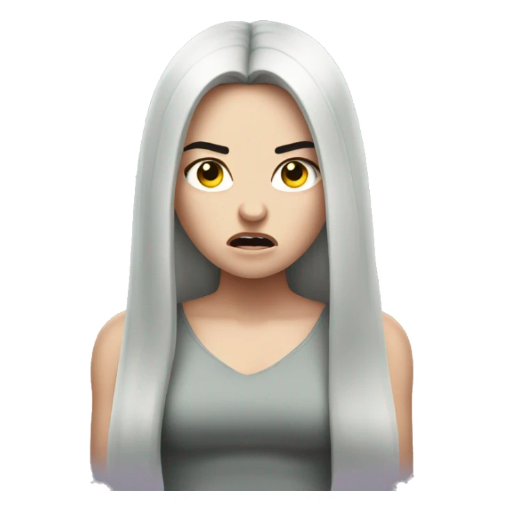 Angry pale girl with long black hair  sticker