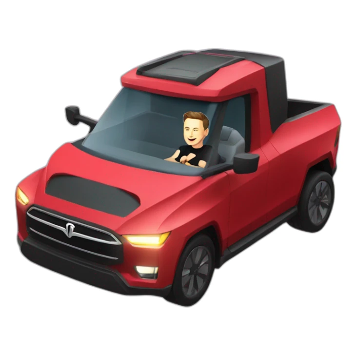 Elon musk riding in a Tesla cyber truck  sticker