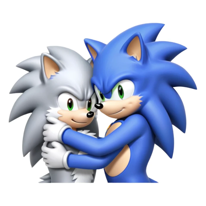 Sonic the Hedgehog and Silver the Hedgehog hugging each other sticker