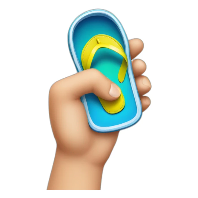 one hand holding a flip flop like a phone sticker