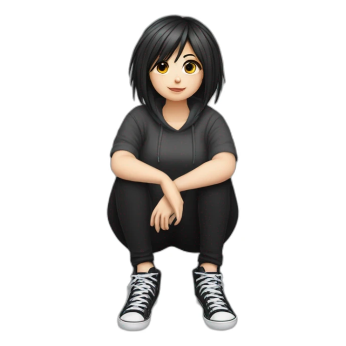 Full body curvy emo girl sits on the floor черная юбка белые трусики sticker