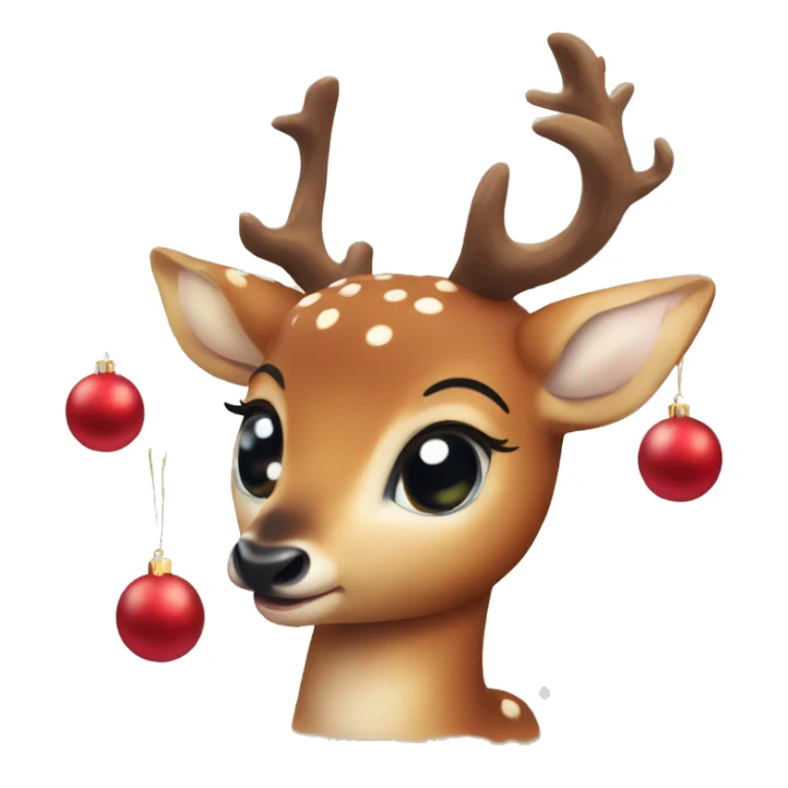 Red asthetic Christmas baby deer sticker