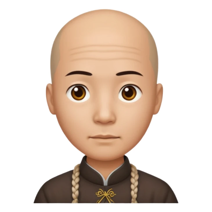 chineese man with a bald head and BRAID coming out in the middle sticker