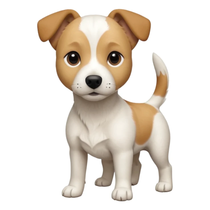 a full body facing front on of a buff white beagle cross jack russell terrier looking dog the size of a kelpie with light brown long ears resting on its face and a light brown patch above one eye and a large snout. the rest of the dog is completely white.  sticker