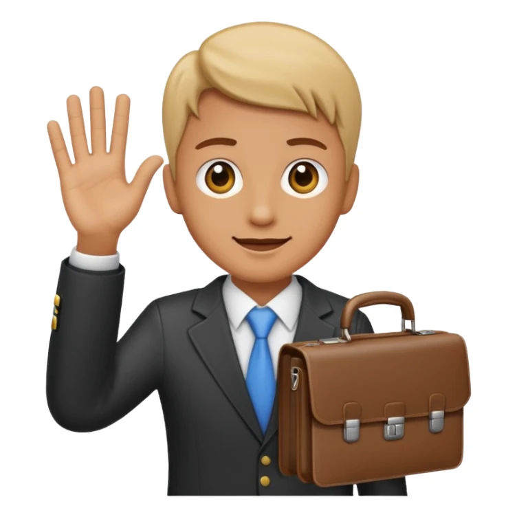 waving hand with a briefcase, end of shift emoji sticker