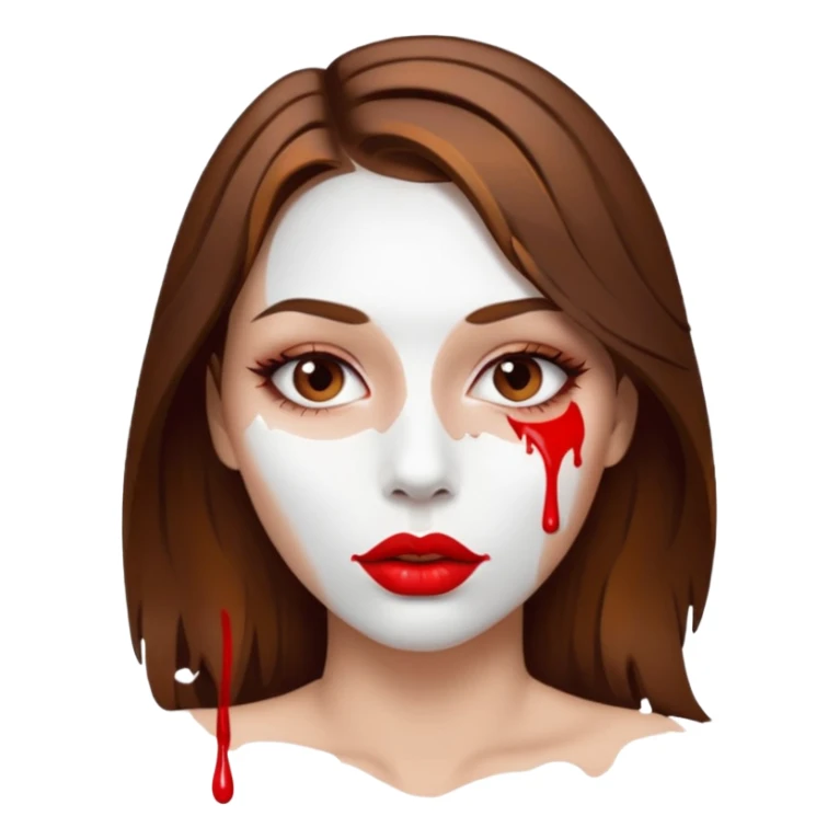 Brown Hair, Woman, white paint drip, face, hot, Sexy, lips sticker