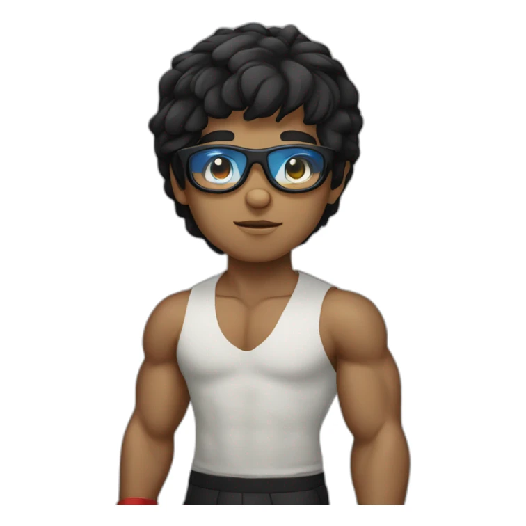 Boy Sri lankan MMA fighter with glases black hair sticker