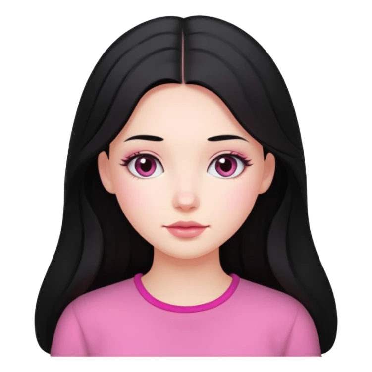 Clean girl long and black Hair an pink cheeks sticker