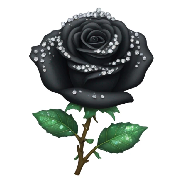 Black rose with crystals on pedals sticker