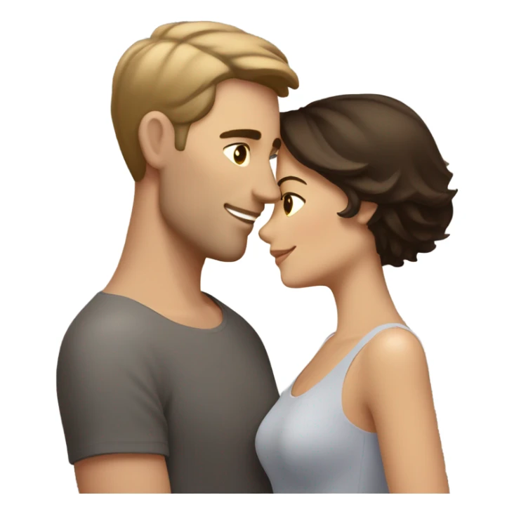Dark haired white male hugging beautiful medium brown haired woman with short hair sticker