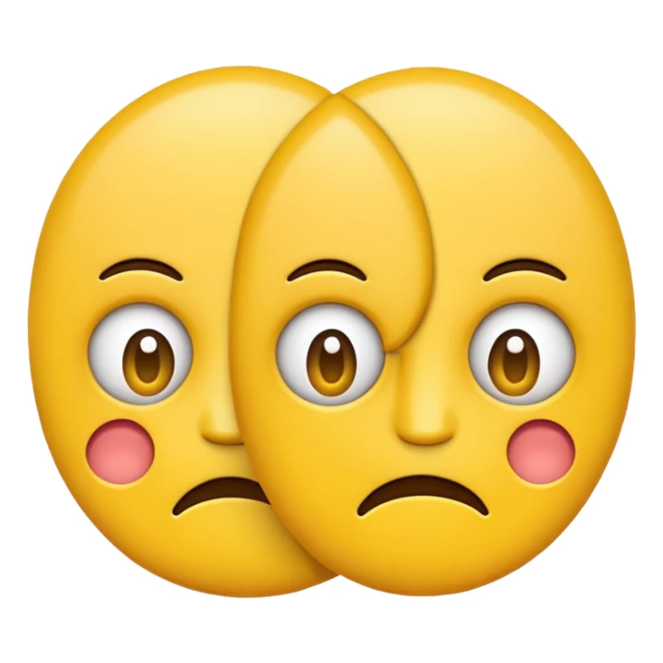 two emojis not happy stuck together no pink cheeks only two  sticker