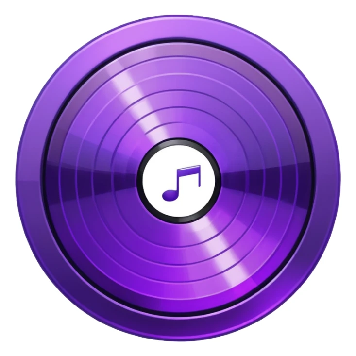 pixelated music disc with a purple middle sticker
