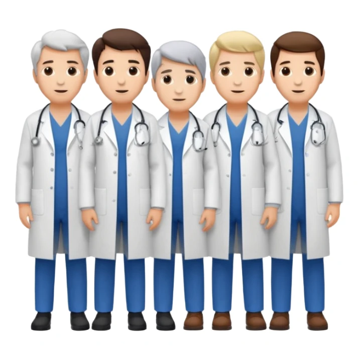 5 doctor staff all men make the differ in age make some space between em sticker