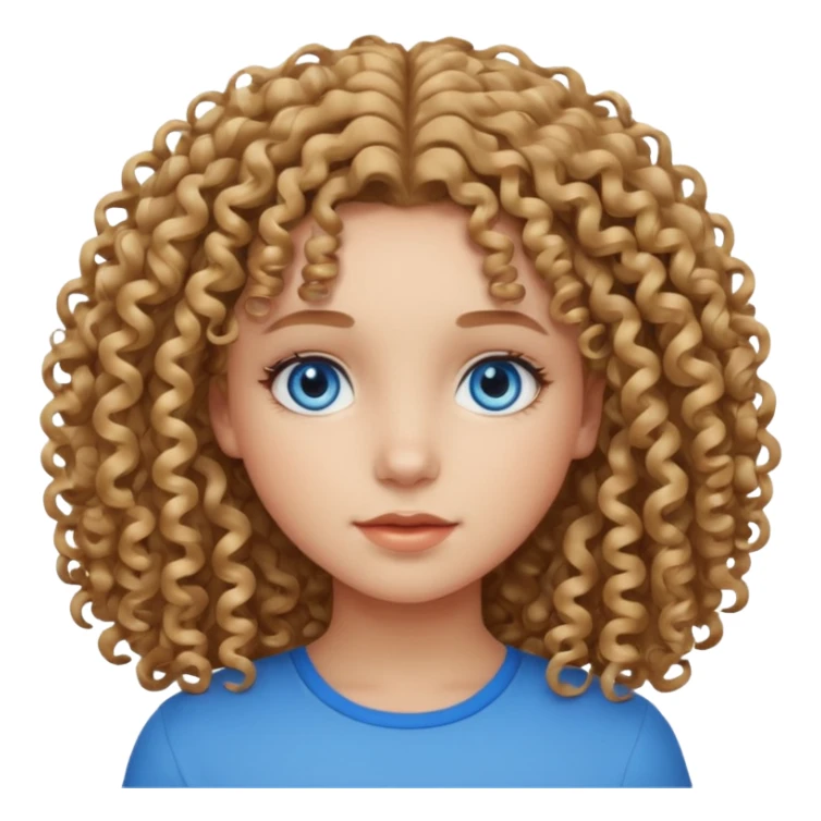 girl with curly hair (medium length), blue eyes, light skin sticker