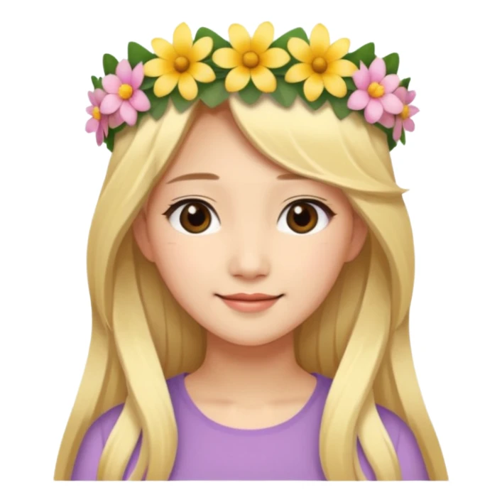 asian woman blonde flower crown long hair sticker