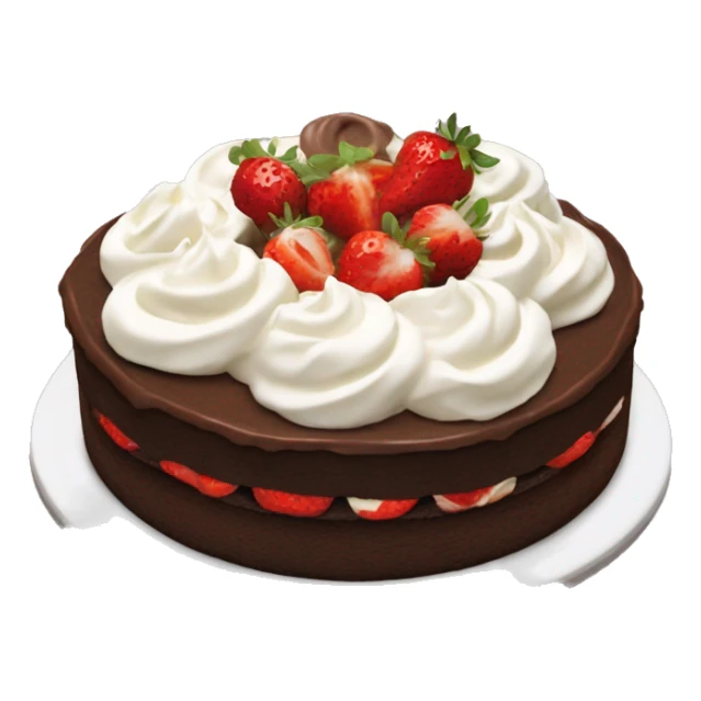 Chocolate cake with whipped cream and strawberries sticker
