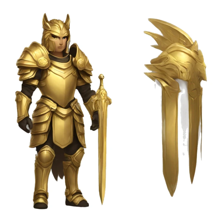 leonin paladin with gold armor an golden manes sticker