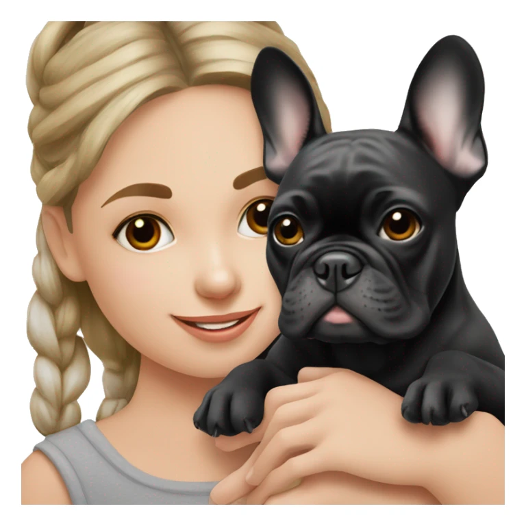 Black French bulldog with girl  sticker