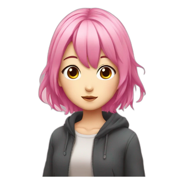 pink haired anime girl sticker