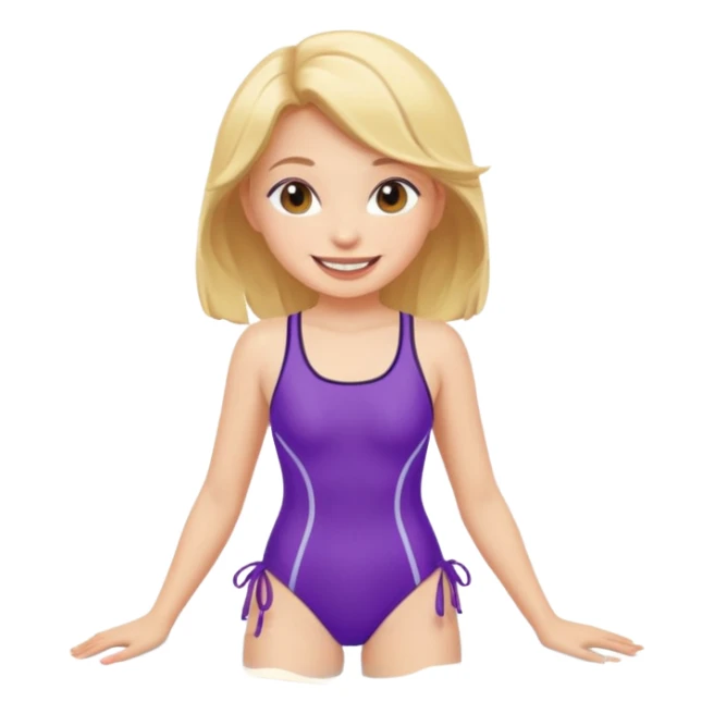 A flat cartoon girl in swimsuit sticker