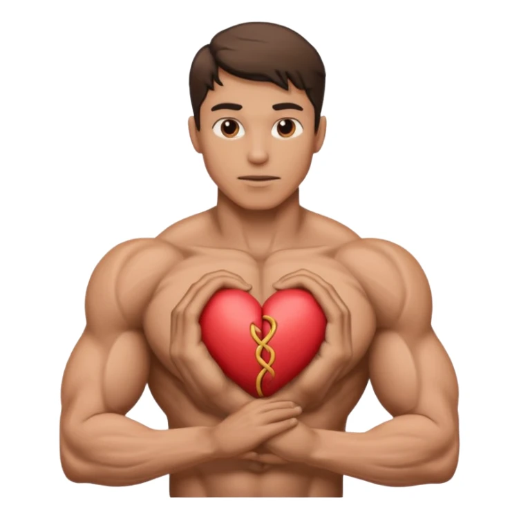 man with his body twisted into a heart sticker