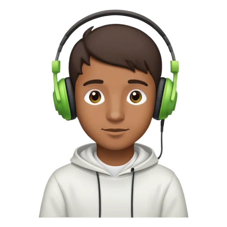 brown boy listening to music with headphones on Spotify sticker